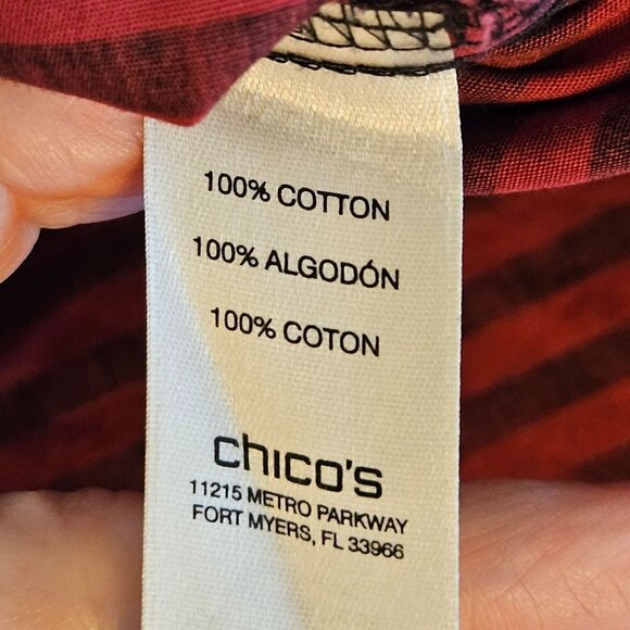 Chico's size 3 (XL) Button Down Wrinkle Resistant Shirt Raspberry Stripe - Picture 6 of 9